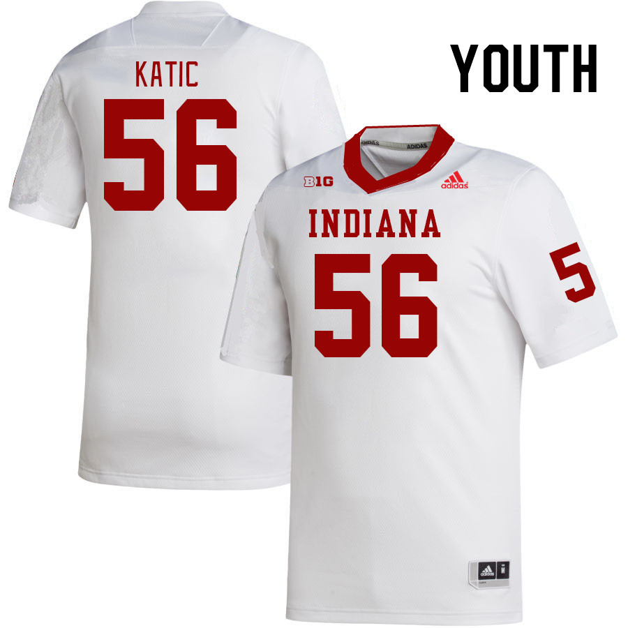 Youth #56 Mike Katic Indiana Hoosiers College Football Jerseys Stitched-White